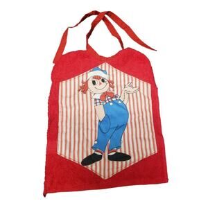 Raggedy Ann & Andy Red Baby Bib | Ties in the Back | Towel Terry Cloth Material